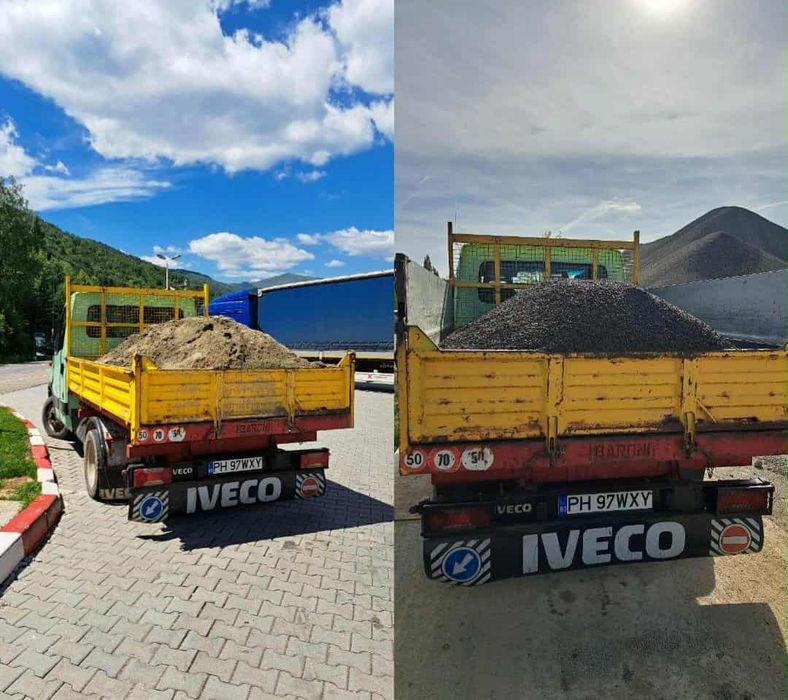 Transport nisip - pietriș - pământ negru