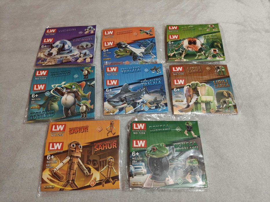 Set 518 piese tip Lego Italian Brainrot Thung Sahur 8 figurine