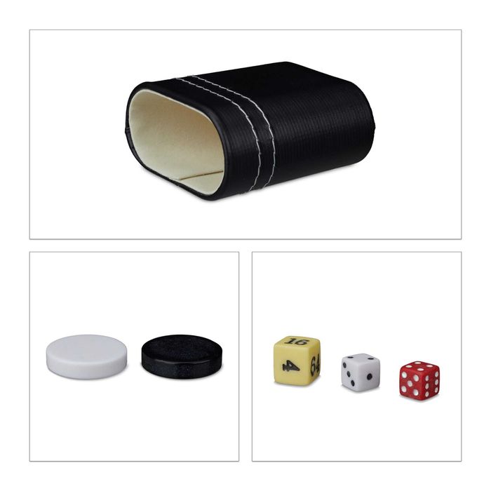 Joc table/backgammon premium in valiza eleganta negru 47 x 36 cm