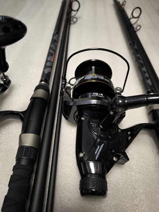 SET 2 Lansete Tactics 3.90m 5LBS 3 segmente + 2 Mulinete AVIATOR DP80