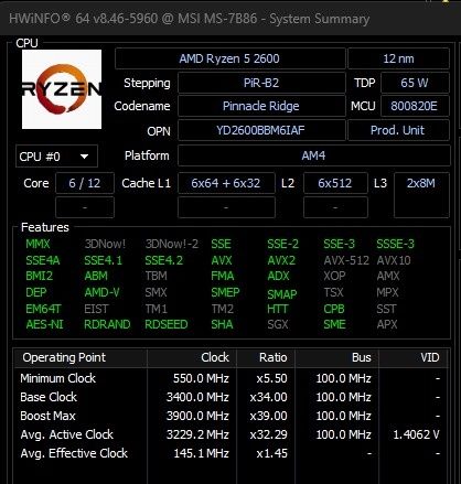Procesor AMD Ryzen 5 2600 + Cooler stock