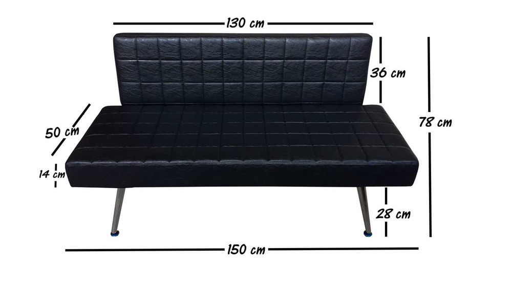 Диван за приемна с облегалка - 3 места-черен