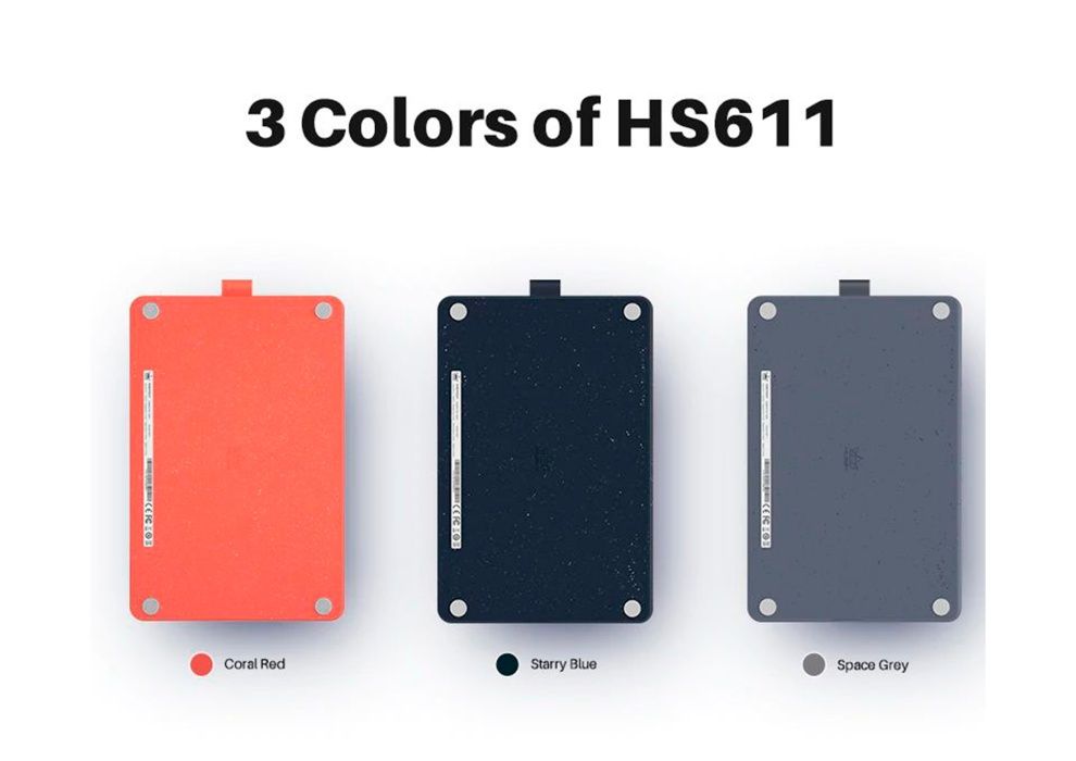 Графический планшет Huion HS611 (серый и тёмно синий)
