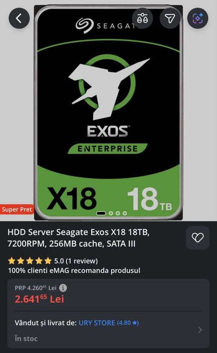 HDD SEGATE EXOT 18TB in Garantie si Perfect functional