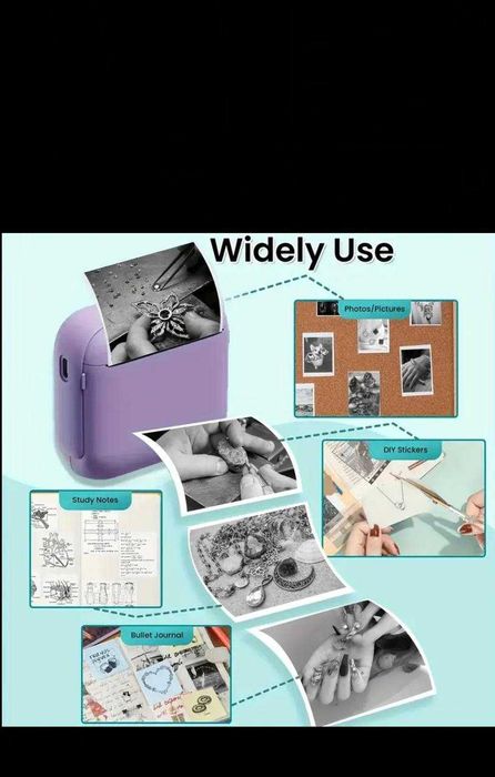 Чёрно-белый мини термопринтер для печати