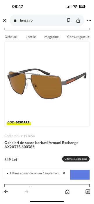 Ochelari de soare armani exchange originali