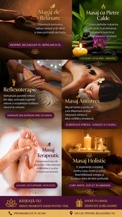Masaj anticelulitic Masaj de relaxare Masaj terapeutic