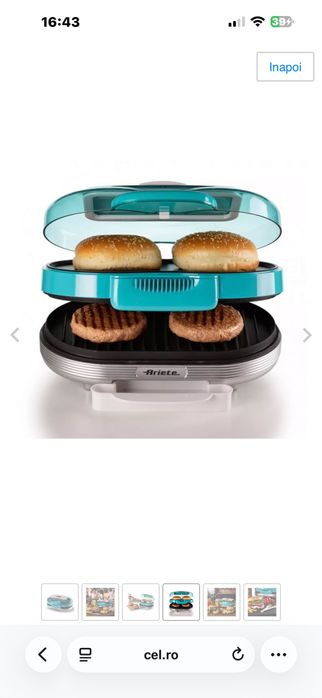 Aparat pentru burgeri si sandwich Ariete Party Time