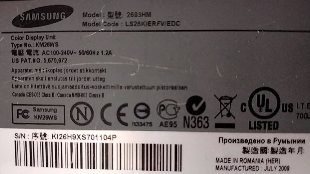 Samsung SyncMaster 2693HM 25.5" Widescreen LCD Computer Display