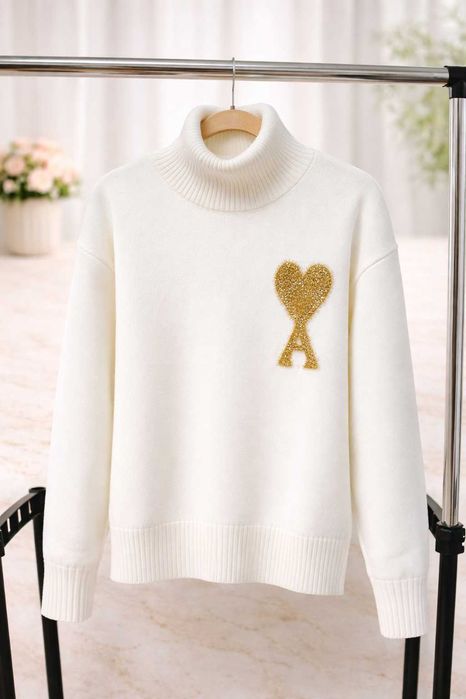 Pulover AMI – Lână & Bumbac, Mărime S (oversized), Premium