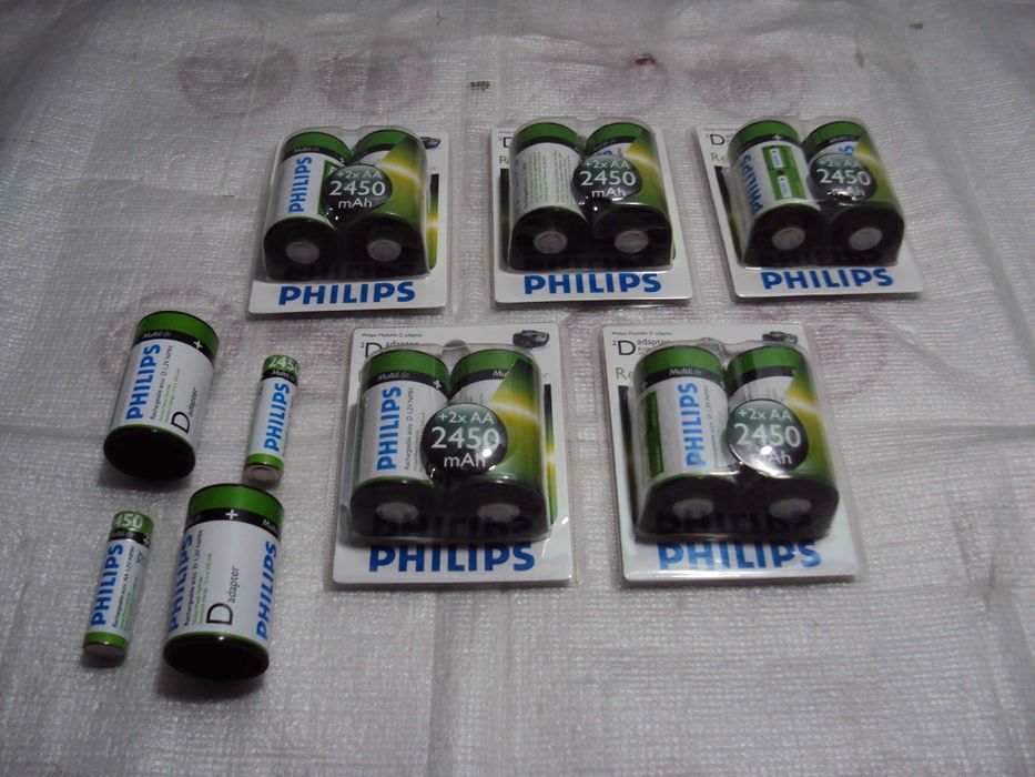 acumulatori AA(R6) Philips 2450 mAh cu adaptor R20,set 2buc