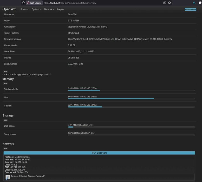 Рутер 4G ZTE MF286 - 2 броя с OpenWRT фърмуер