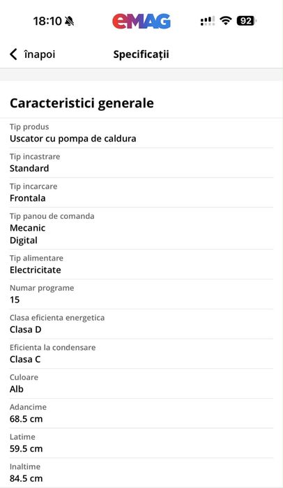 Uscător de rufe Heinner – Nou, 5 ani garanție, 9kg