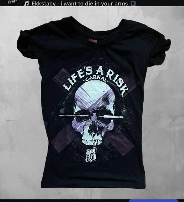 Y2K graphic t-shirt baby tee дамска тениска XS
