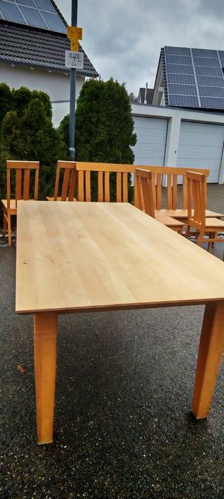 Дървена маса МАСИВ плюс столове и пейка