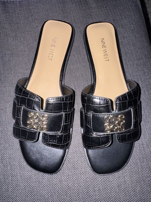 Papuci piele negri Nine West