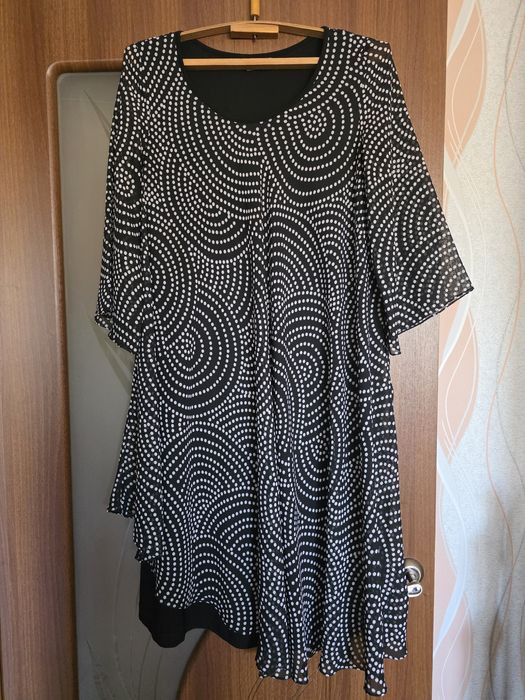 платье в горошек 48 размер, платье шифоновое на подкладка