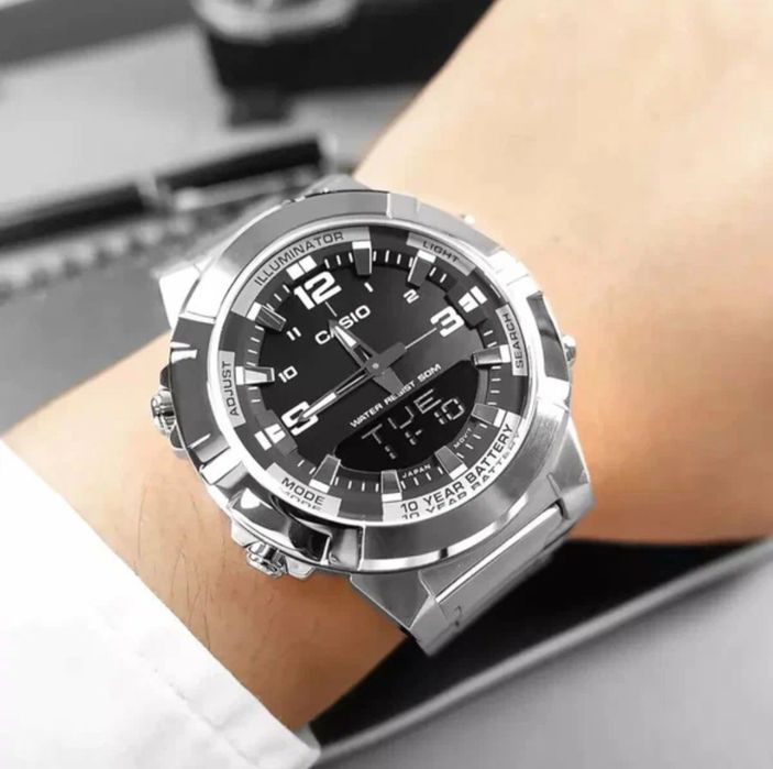 CASIO AMW-870D-1A qo'l soati, kvars, erkaklar uchun, xronograf