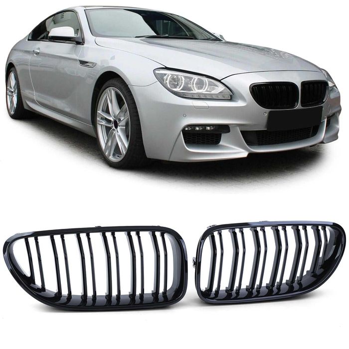 Grile Nari Duble M Look BMW Seria 6 F06 F12 F13, Negru Lucios M6 Sport