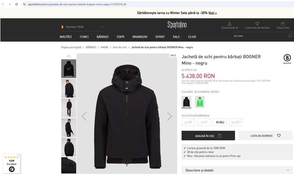 BOGNER Mino – Geaca ski / jacheta de schi bărbați – marimea 52