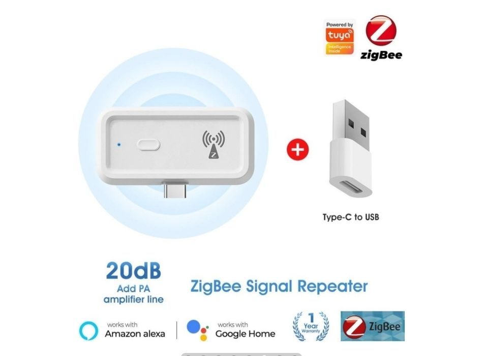 ZigBee 3.0 Signal Repeater (усилитель сигнала ZigBee, 20 dB, Tuya)
