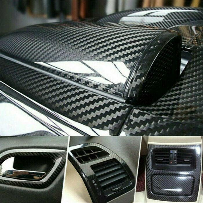 Folie colant carbon 8D negru lucios 1,5 x 1m