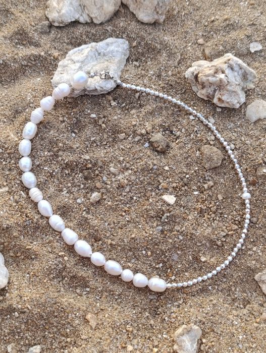 Колие/чокър с перли,кристали и хематит