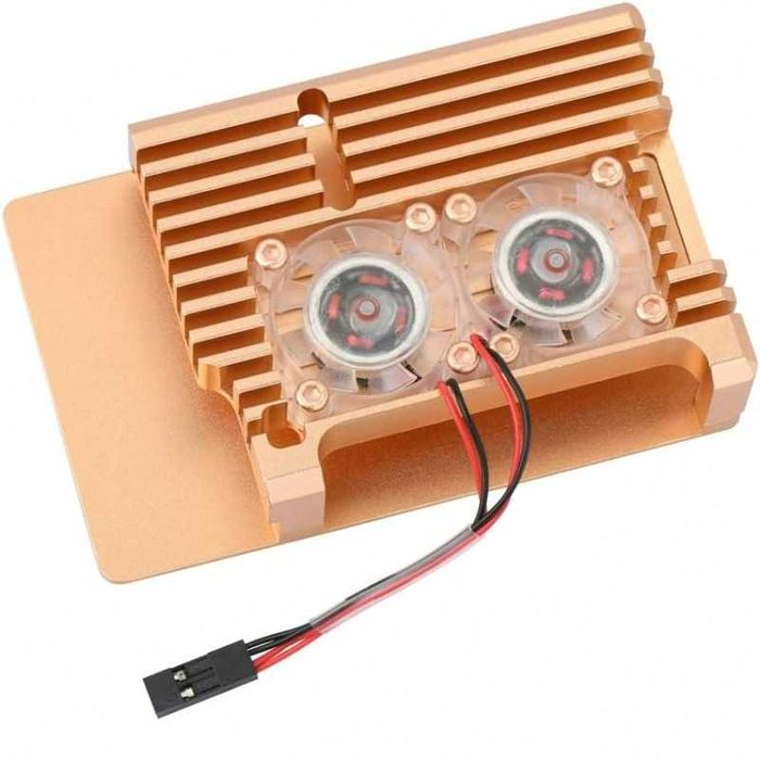 Carcasă aluminiu cu radiator / cooler (racire activă) pentru Raspberry Pi4