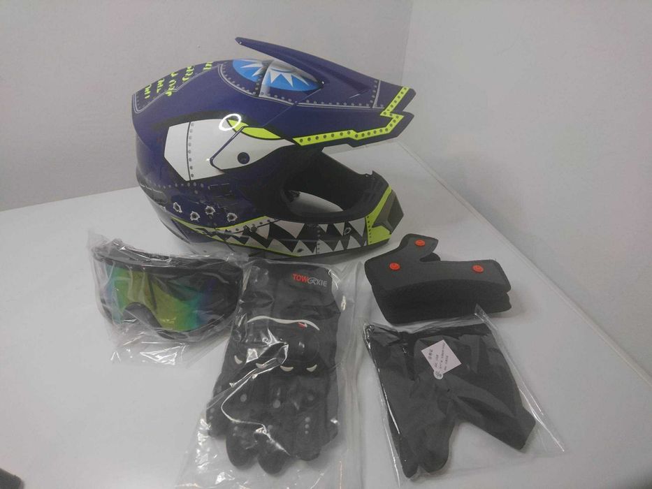 Casca de motociclist +Ochelari+Manusi+cagula