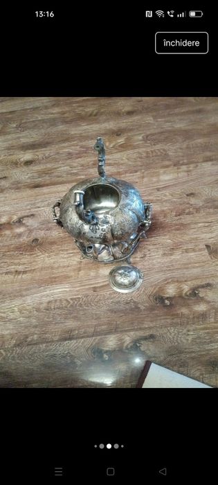 Ceainic placat cu argint masiv