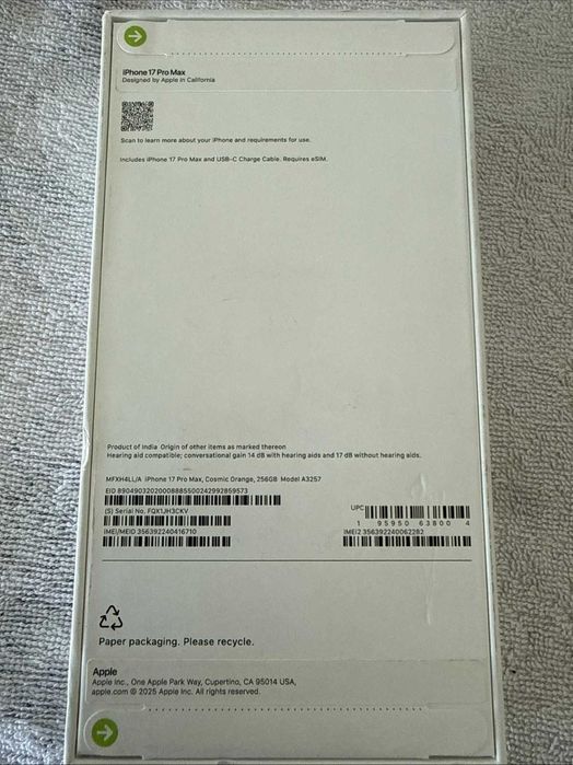 Apple Iphone 17 pro max 256 Gb