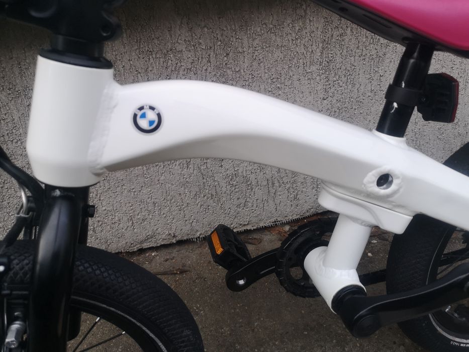 Bicicletă copii BMW Kidsbike 14 Zoll 2 in 1, aluminiu, alb perlat,