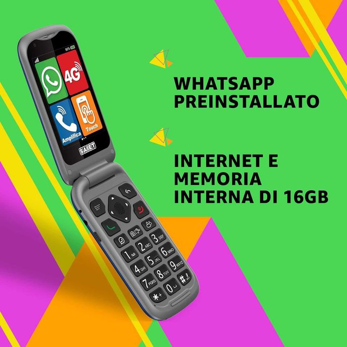 Нов SAIET - Link 4+ Умен мобилен телефон за възрастни хора 4G...