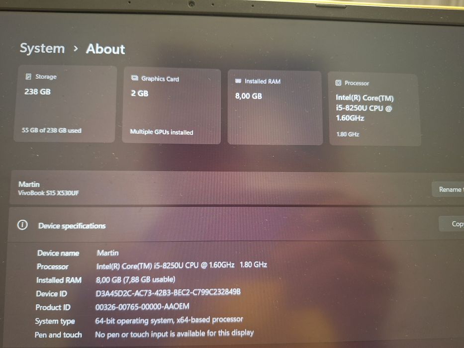 Ultrabook Asus VivoBook 2019 (i5, 8GB RAM, 256 GB SSD)