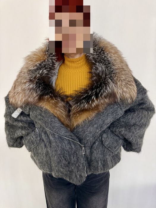 geaca bomber puf gasca,lana  si guler raton