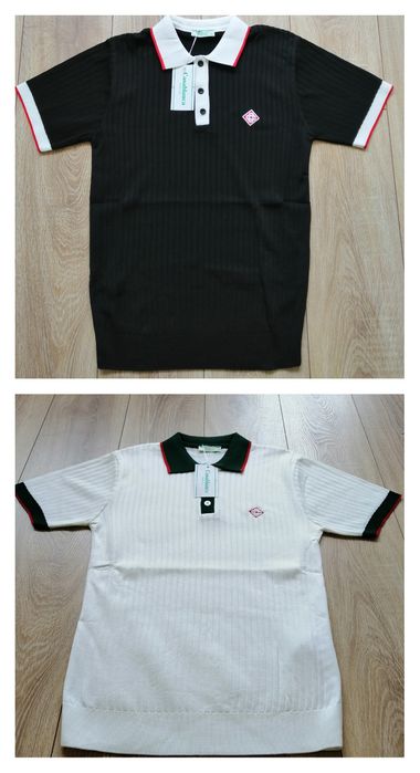 Мъжка тениска с яка в черен и бял цвят