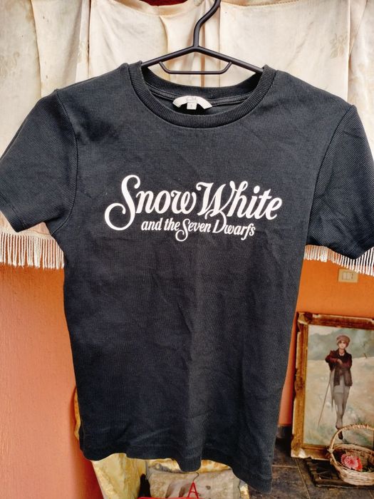 Tricou damă Disney Clockhouse C&A Alb Negru(Snow White– Mărime S