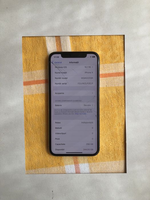 Iphone x alb 256gb baterie 62%