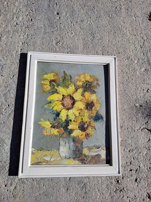 tablou vechi pictura pe pfl 36/46 cm semnat