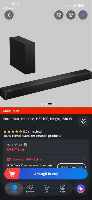 Soundbar Hisense HS2100 Nou