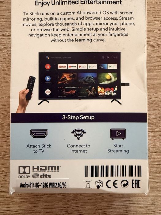 4K TV Stick Android Streaming Media Player с вграден Chromecast и WiFi