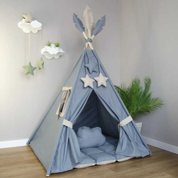 Вигвам детский с ковриком LiliKids Стальной