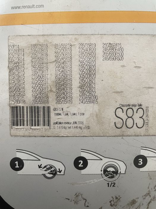 Huse textile antiderapante pentru zăpadă Renault Snow Socks S83 – originale
