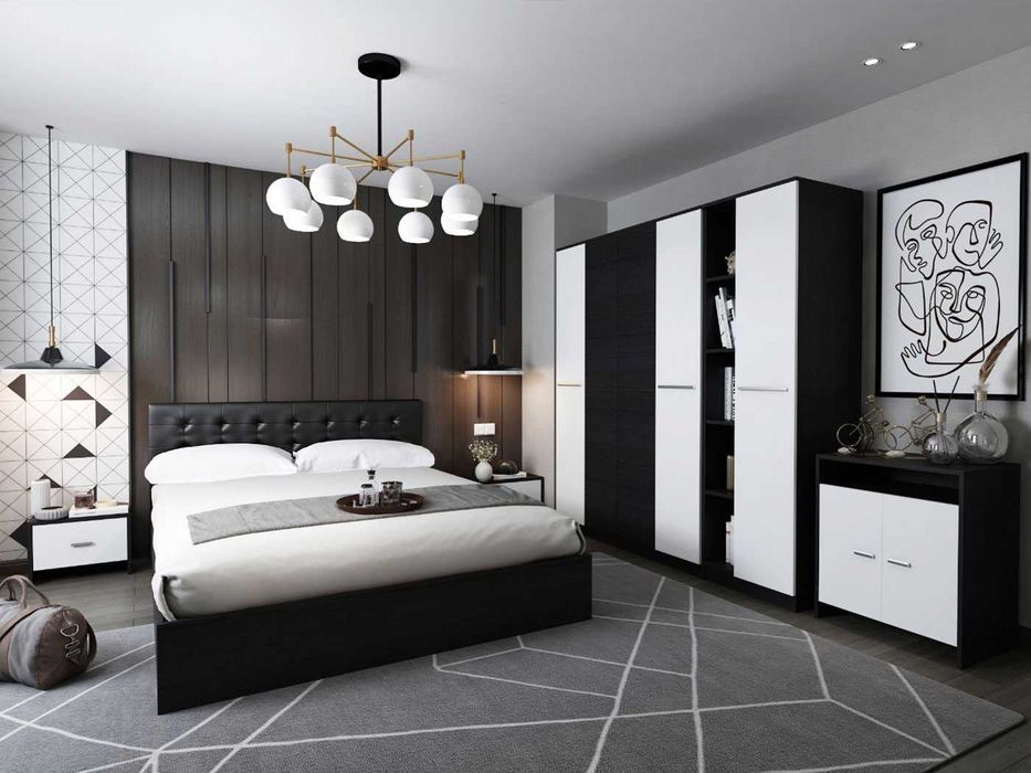 Set Dormitor Mario 4U 6 piese tapitat wenge