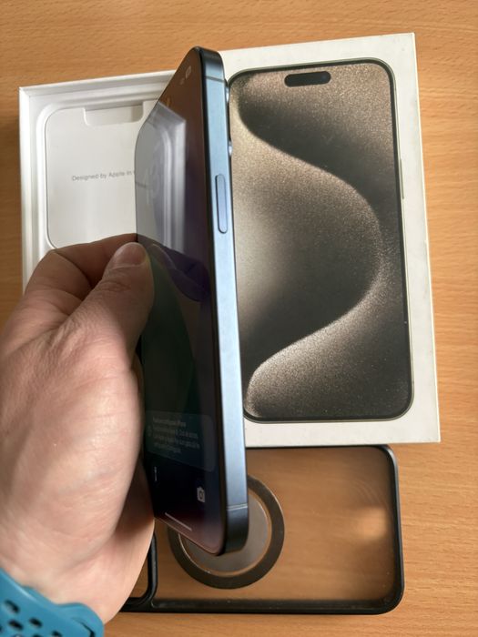 iPhone 15 Pro Max, Blue Titan, impecabil