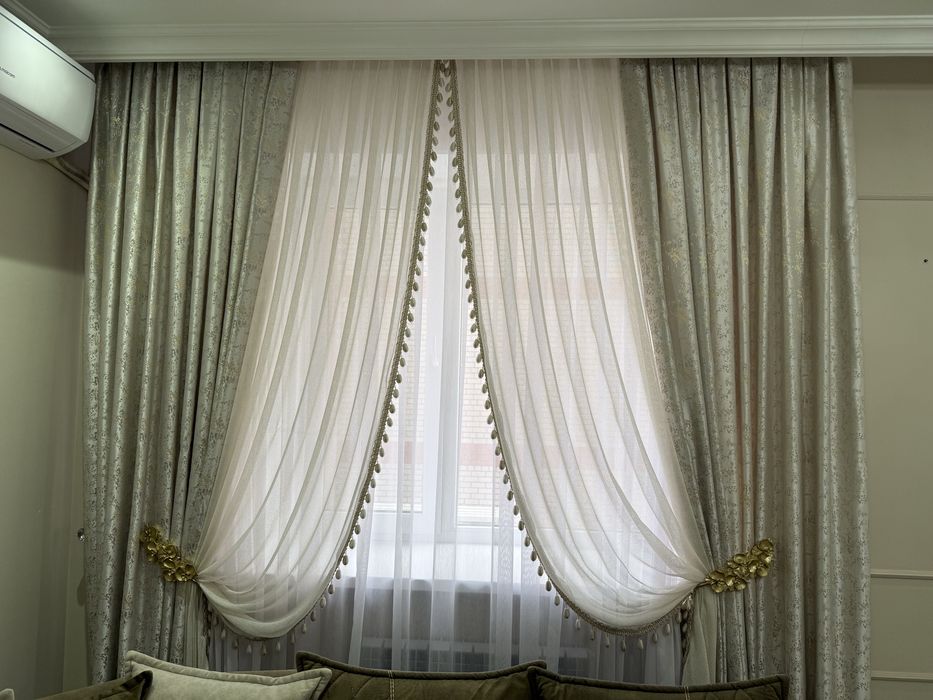 Шторы с тюлями для 5 окон