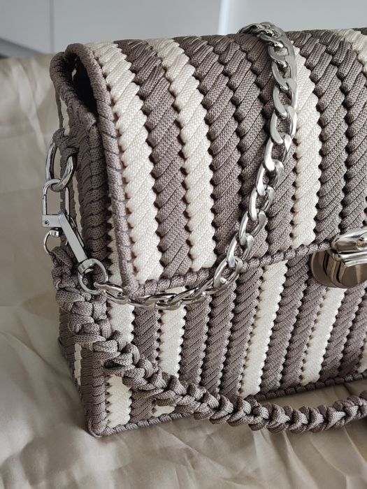 Geantă handmade NOUĂ în nuanțe mocha & ivory – model trendy