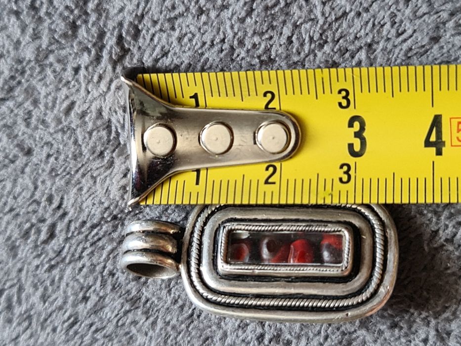 Pandantiv argint 950 masiv Mexico,jasp rosu,onix negru,deosebit