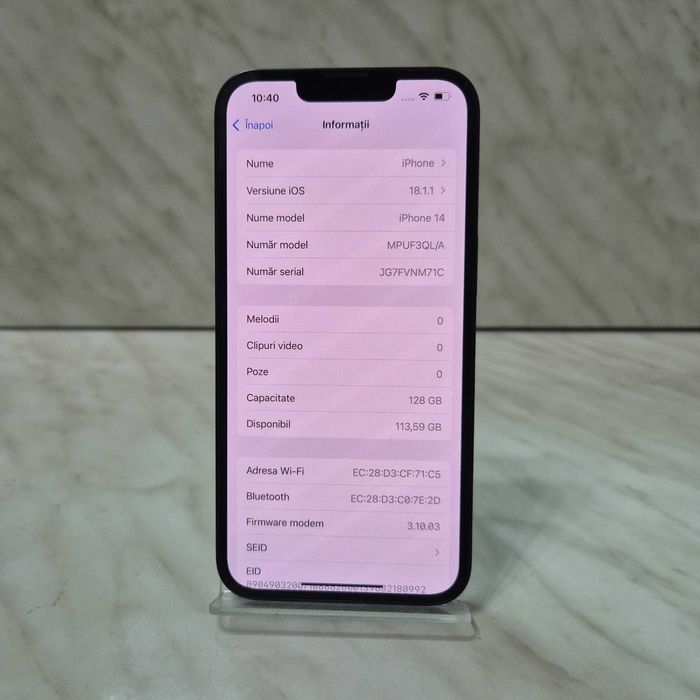Telefon Apple iPhone 14 Negru 128GB bat Zeus Amanet Rahova 31121/29400