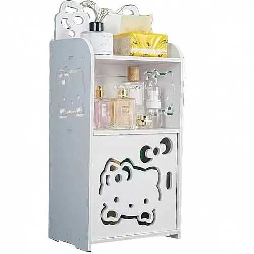 Бяло нощно шкафче с три нива